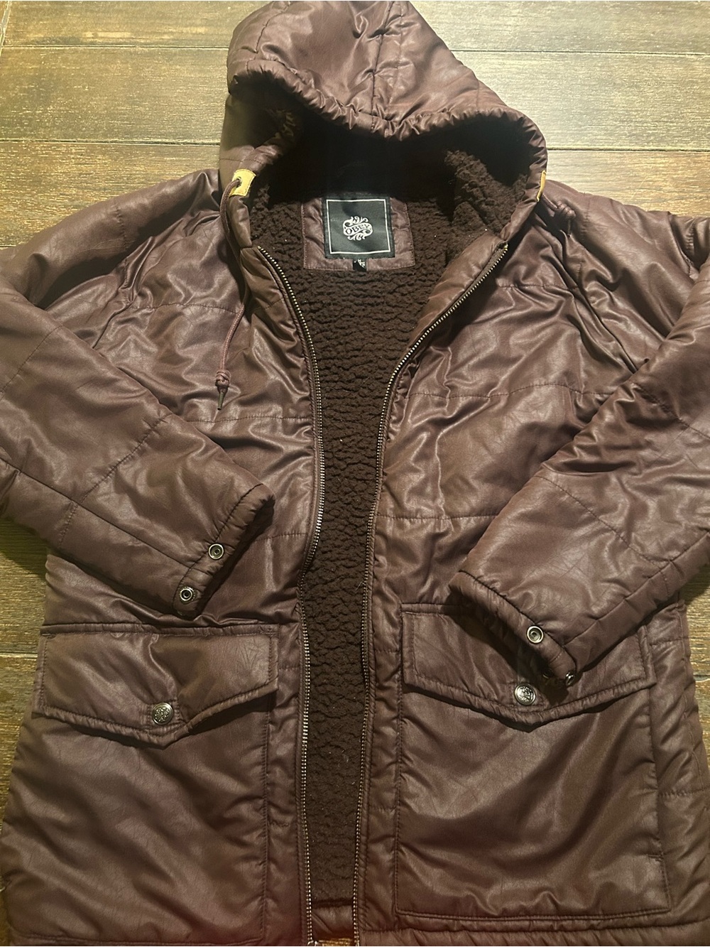 Obey Dark Brown Hooded Puffer Jacket